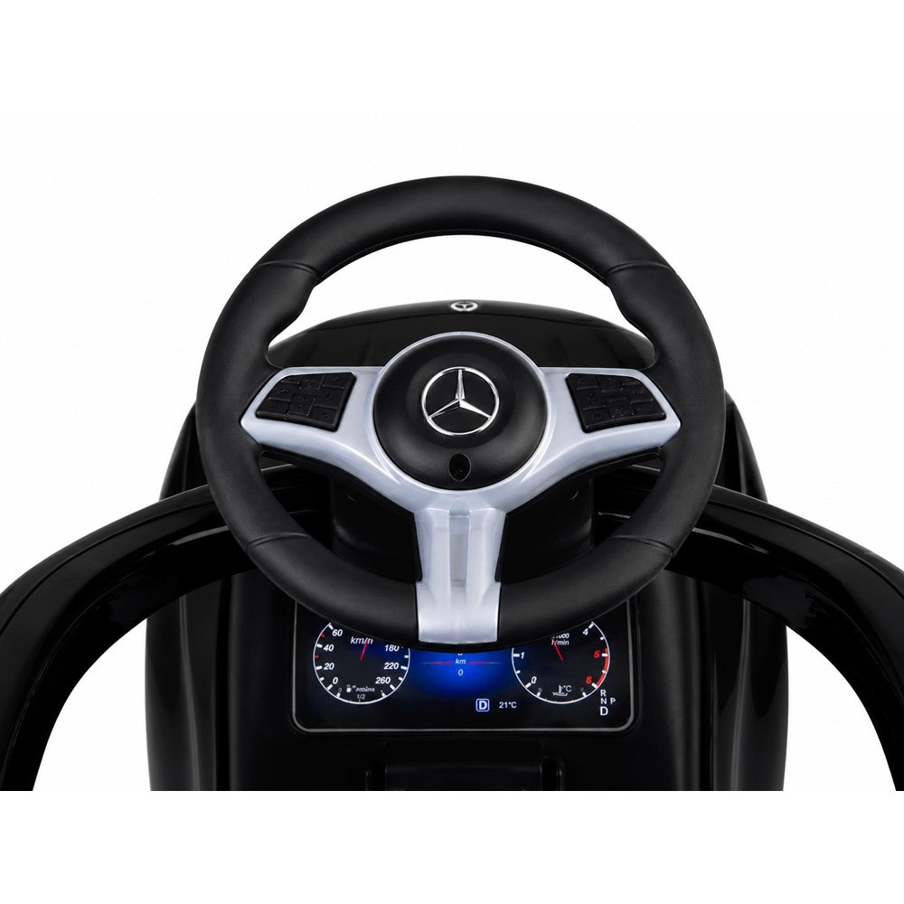 JOKO Detské odrážadlo Mercedes s vodiacou tyčou, svetlom a zvukom, čierne