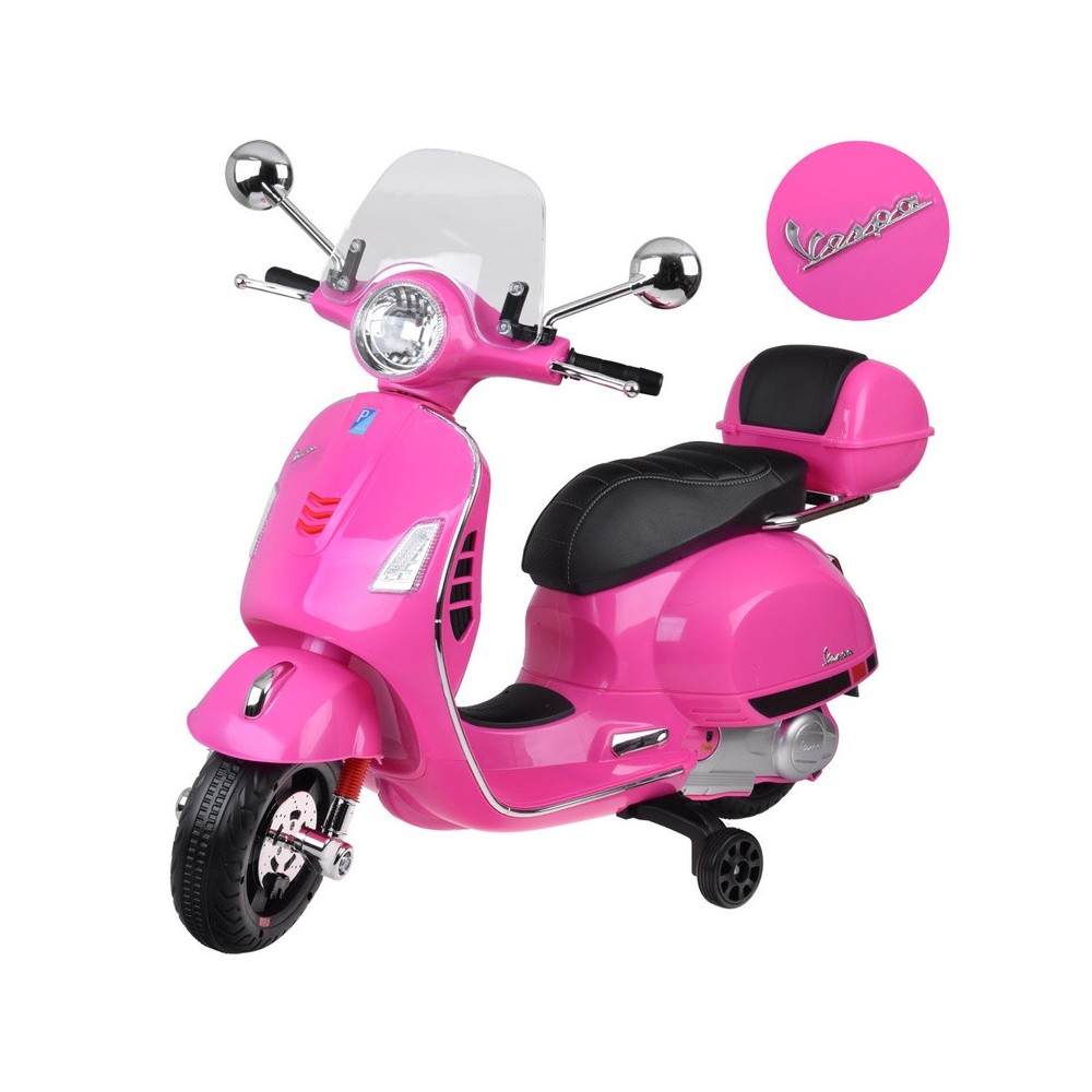 JOKO Elektrická motorka Skúter Vespa GTS, kožené sedadlo, ružová