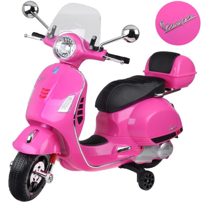 JOKO Elektrická motorka Skúter Vespa GTS, kožené sedadlo, ružová
