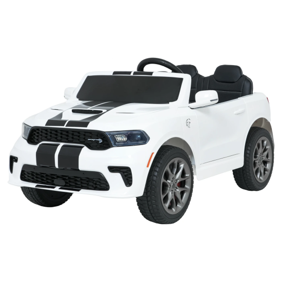 JOKO Elektrické autíčko Dodge Durango, penové kolesá, kožené sedadlo, biele