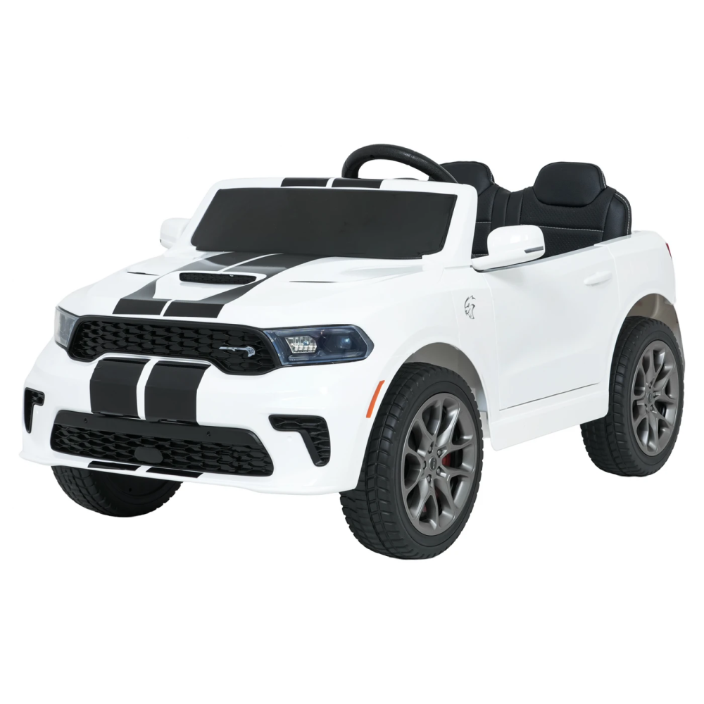 JOKO Elektrické autíčko Dodge Durango, penové kolesá, kožené sedadlo, biele