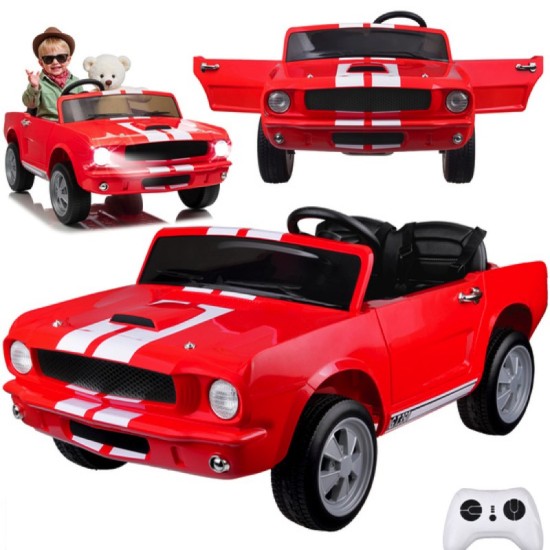 JOKO Elektrické autíčko Shelby GT 350 Klasik pre 2 deti, 2x200W 24V, dvojmiestne kožené sedadlo, nosnsosť 50kg, penové kolesá, č