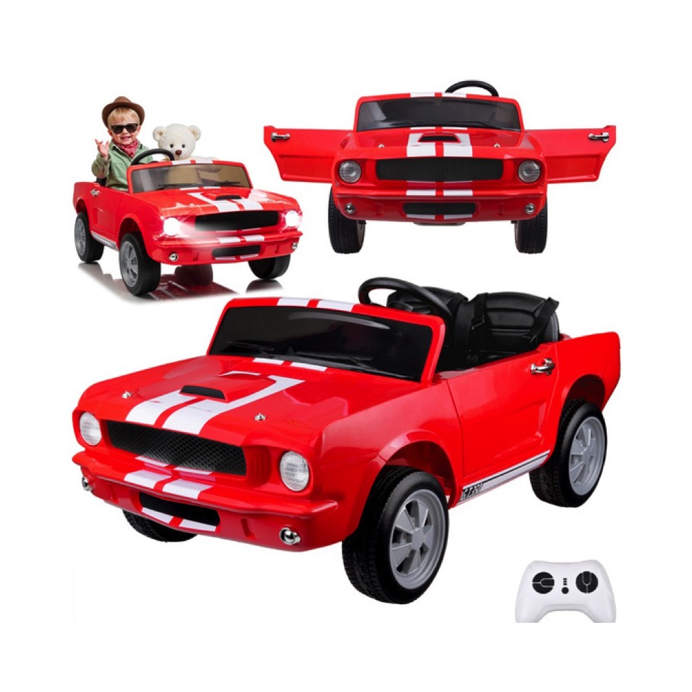 JOKO Elektrické autíčko Shelby GT 350 Klasik pre 2 deti, 2x200W 24V, dvojmiestne kožené sedadlo, nosnsosť 50kg, penové kolesá, č