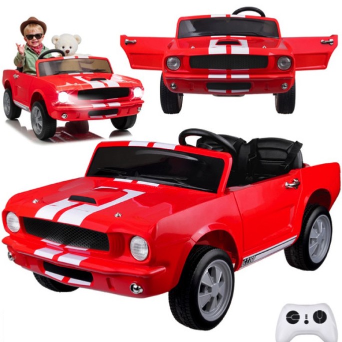 JOKO Elektrické autíčko Shelby GT 350 Klasik pre 2 deti, 2x200W 24V, dvojmiestne kožené sedadlo, nosnsosť 50kg, penové kolesá, č