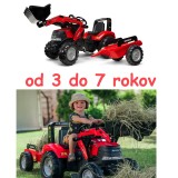 FALK Case IH Šľapací Traktor Bager s vlečkou, replika modelu PUMA 240CVX, od 3 do 7 rokov, červený