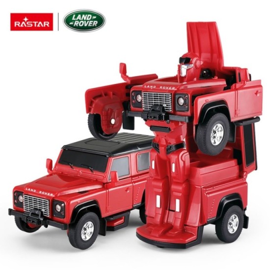Rastar RC Auto Robot Land Rover Defender na diaľkové ovládanie 2v1, so svetlom a zvukom, červené