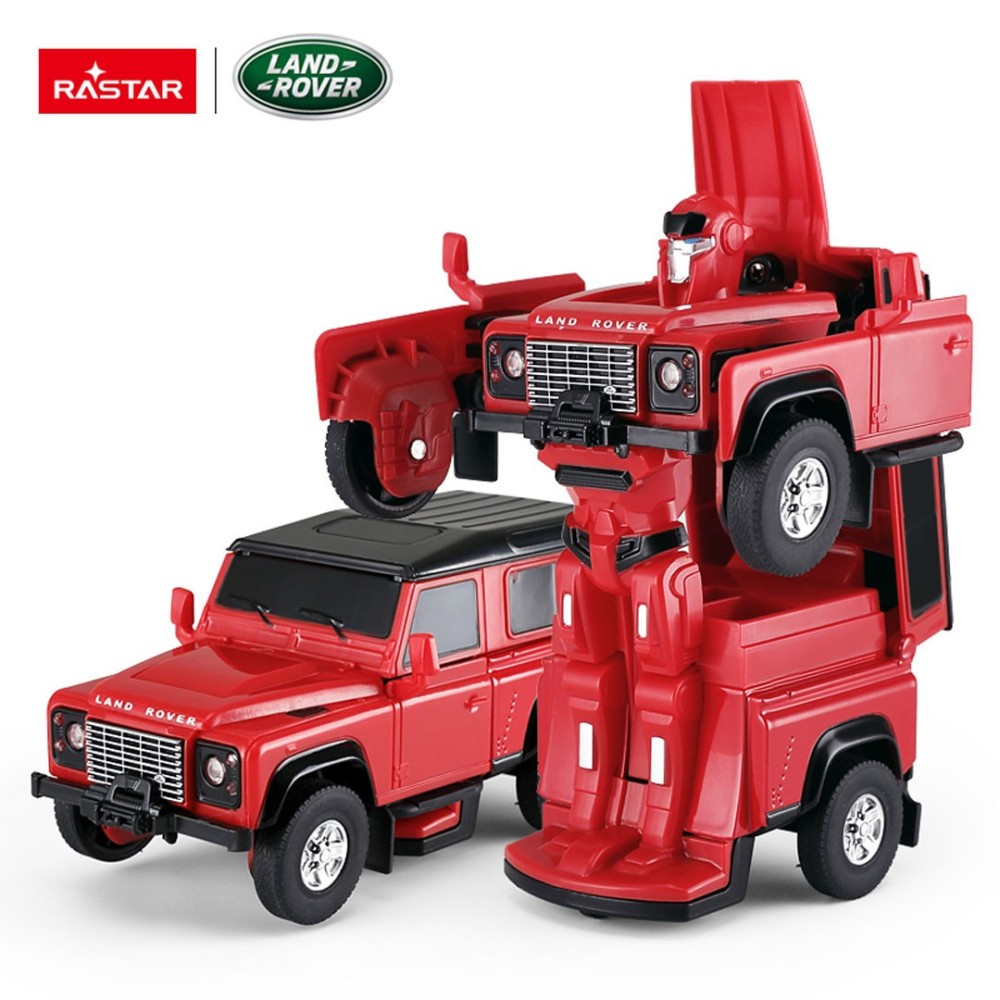Rastar RC Auto Robot Land Rover Defender na diaľkové ovládanie 2v1, so svetlom a zvukom, červené