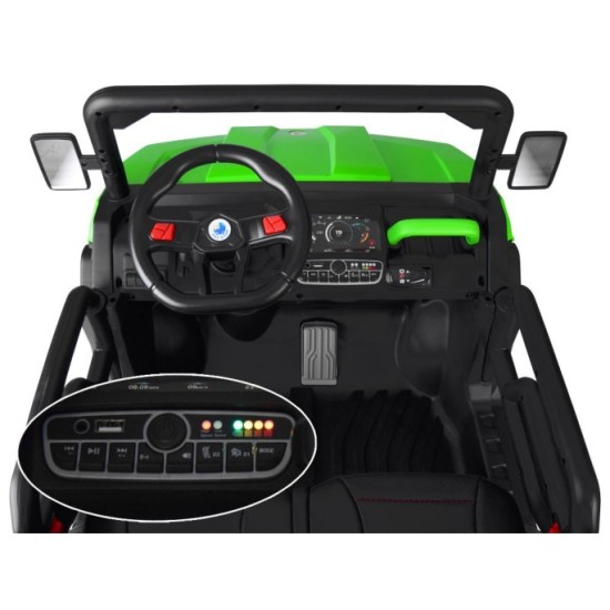 JOKO Elektrické autíčko Farmer s Vyklápacou Vlečkou, pre 2 deti, Nosnosť 50kg, 6 kolesové, pohon 4x4 24V, penové kolesá, zelené