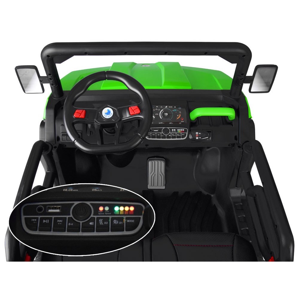 JOKO Elektrické autíčko Farmer s Vyklápacou Vlečkou, pre 2 deti, Nosnosť 50kg, 6 kolesové, pohon 4x4 24V, penové kolesá, zelené