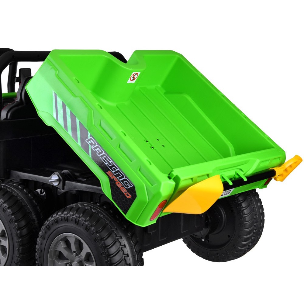 JOKO Elektrické autíčko Farmer s Vyklápacou Vlečkou, pre 2 deti, Nosnosť 50kg, 6 kolesové, pohon 4x4 24V, penové kolesá, zelené