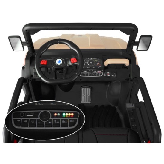 JOKO Elektrické autíčko Farmer s Vyklápacou Vlečkou, pre 2 deti, Nosnosť 50kg, 6 kolesové, pohon 4x4 24V, penové kolesá, béžové