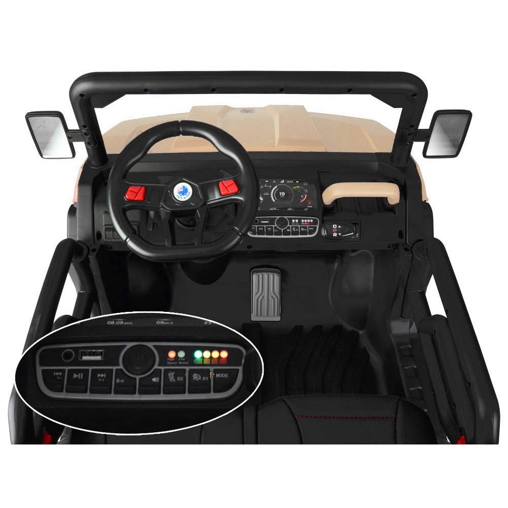 JOKO Elektrické autíčko Farmer s Vyklápacou Vlečkou, pre 2 deti, Nosnosť 50kg, 6 kolesové, pohon 4x4 24V, penové kolesá, béžové