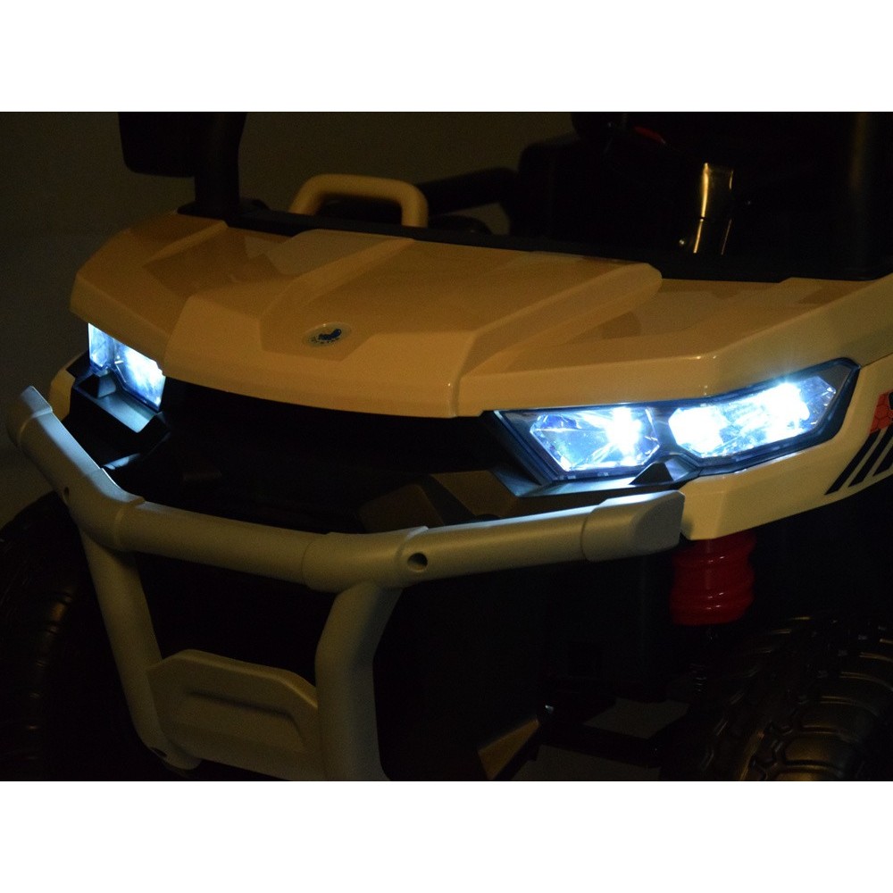 JOKO Elektrické autíčko Farmer s Vyklápacou Vlečkou, pre 2 deti, Nosnosť 50kg, 6 kolesové, pohon 4x4 24V, penové kolesá, béžové