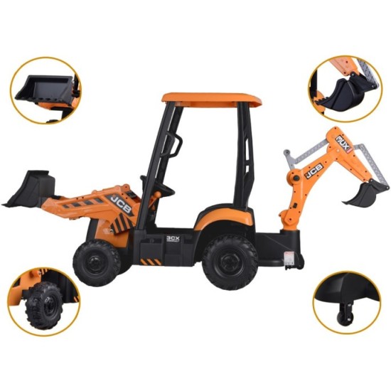 JOKO Veľký Elektrický traktor s naberačkou a lyžicou 4v1, žltý