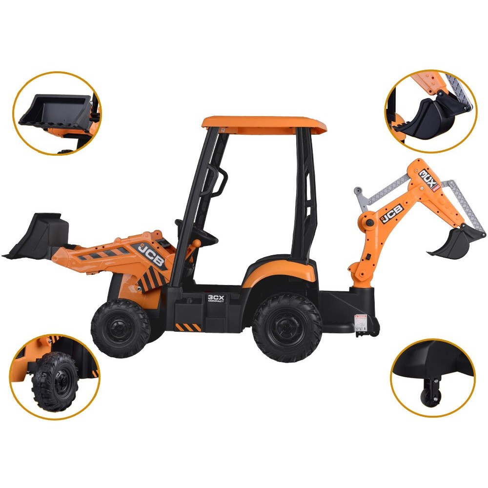 JOKO Veľký Elektrický traktor s naberačkou a lyžicou 4v1, žltý