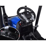 JOKO Veľký Elektrický Traktor s Kabínou 2x200W 24V s Radlicou a vlečkou, hudobný panel, LED svetlá, Diaľkové ovládanie, modrý