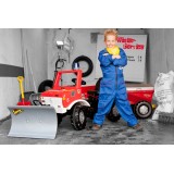 Rolly Toys Šľapacie autíčko Požiarne MB Unimog + riadenie + brzda + maják + Snežný PLUH