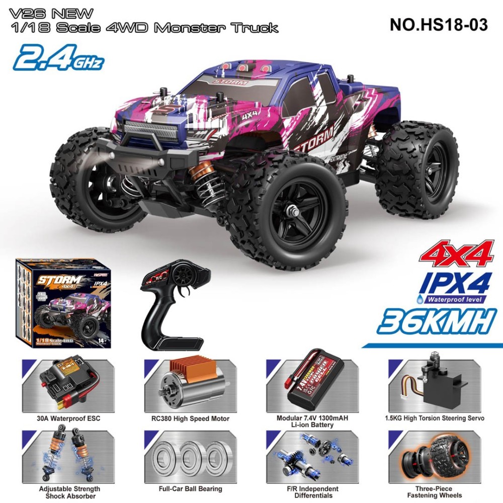 JOKO RC Auto Jeep STORM 4x4, rýchlosť 36km, Vodeodolné