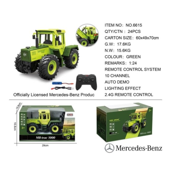 JOKO RC Traktor Mercedes na diaľkové ovládanie, zelený