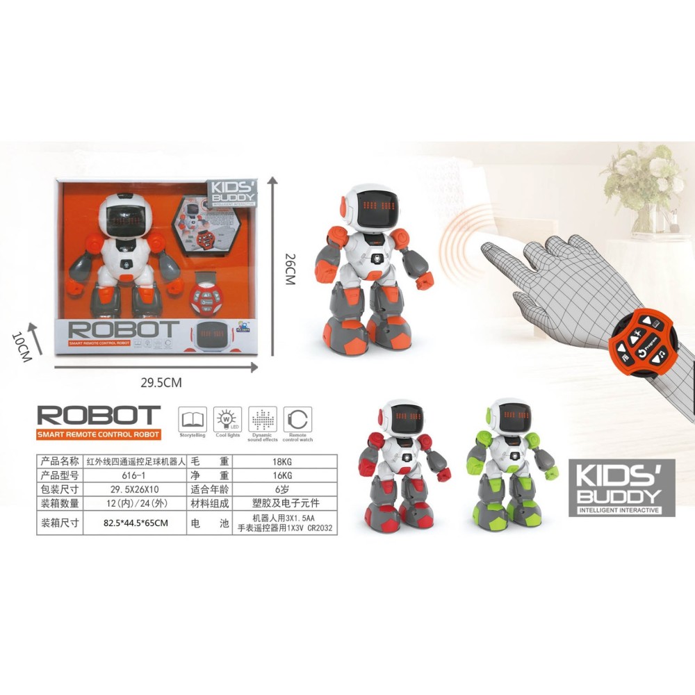 BUDDY RC Robot Diaľkovo ovládaný Rukou, interaktívny – tancuje, chodí, spieva, svieti LED a nahráva zvuk