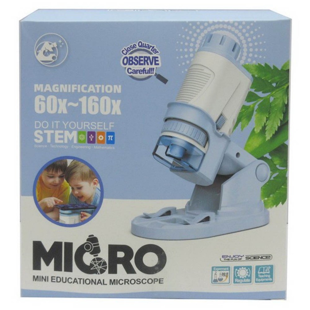 JOKO Detský Vreckový Mikroskop, zväčšenie 160X, LED svetlo, modrý
