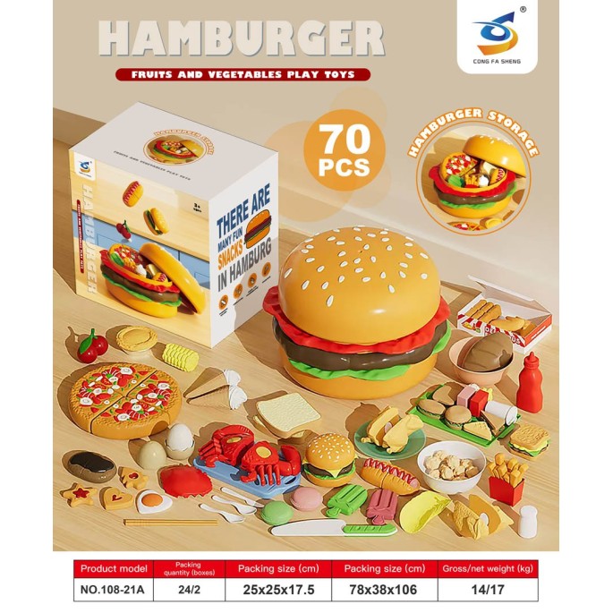 JOKO Sada Rýchle občerstvenie pre deti, Detský Fast Food, Hamburger, Pizza, Hot Dog, hranolky, chipsy