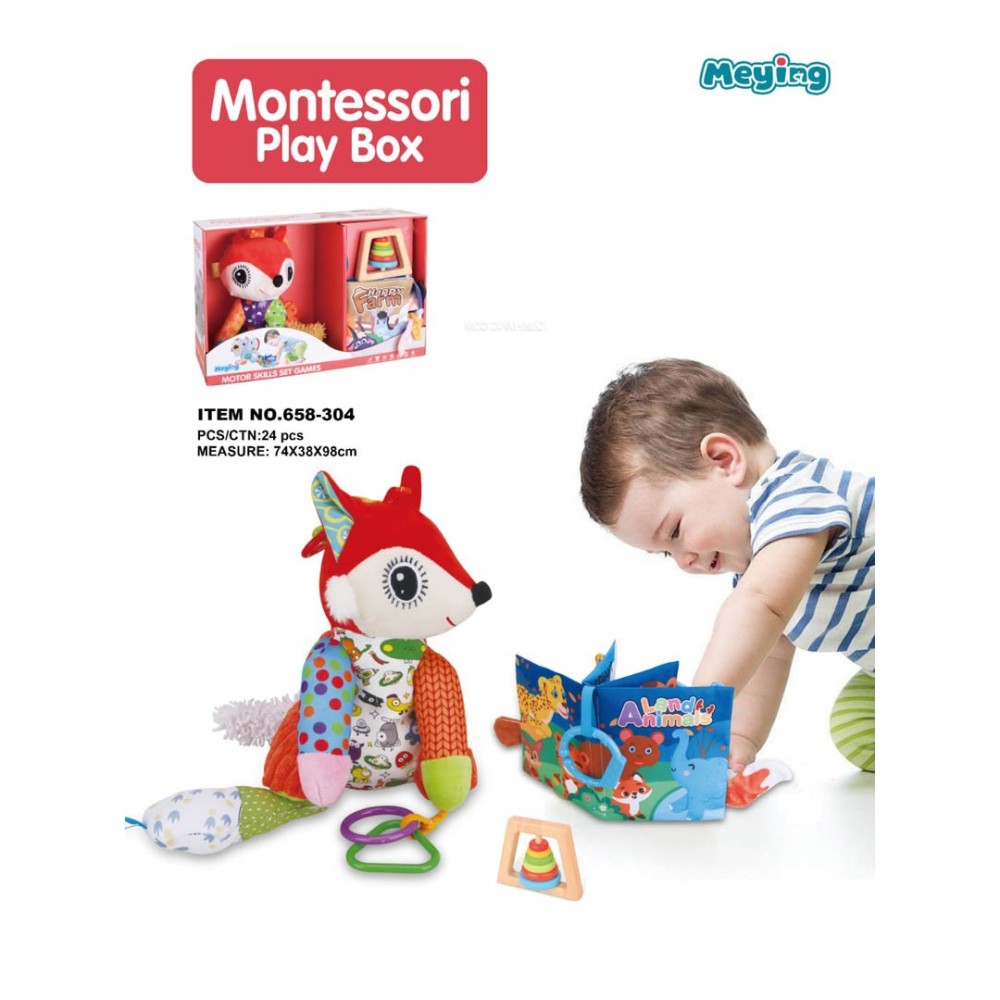 JOKO Sada Montessori Plyšová Líška a Detská Kniha + hračka 3v1