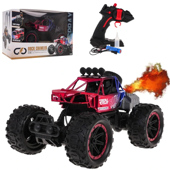 JOKO RC Auto Crawler s Dymovým Efektom na diaľkové ovládanie a LED svetlom, metalické červené