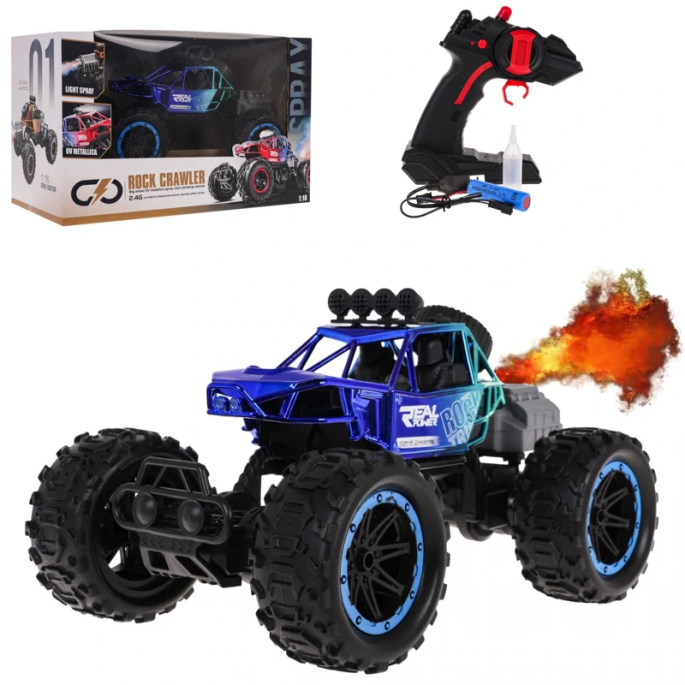 JOKO RC Auto Crawler s Dymovým Efektom na diaľkové ovládanie a LED svetlom, metalické modré