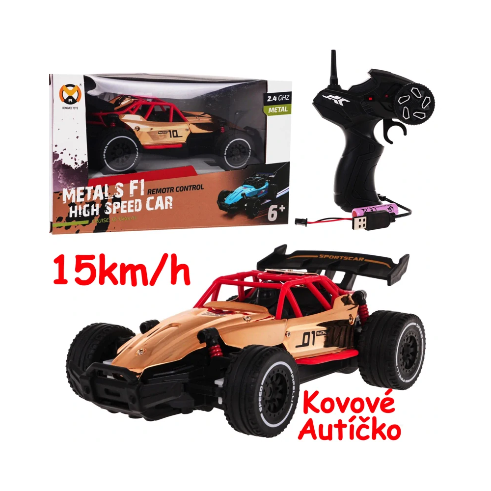 JOKO RC Kovové Autíčko RACING 01 na diaľkové ovládanie 1:20, rýchlosť 15km/h, zlaté