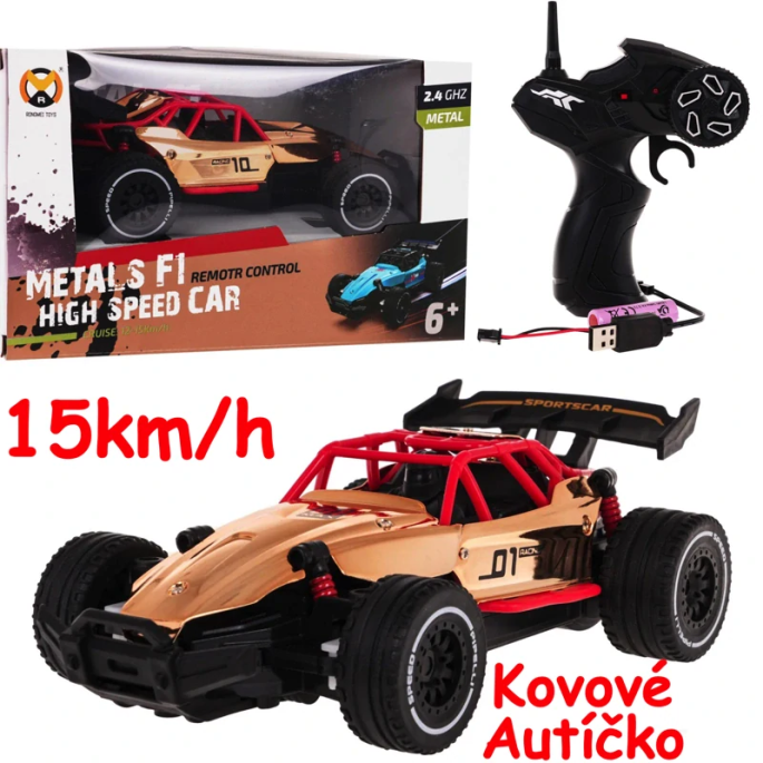 JOKO RC Kovové Autíčko RACING 01 na diaľkové ovládanie 1:20, rýchlosť 15km/h, zlaté