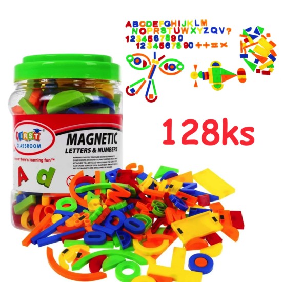JOKO Magnetická abeceda a čísla + magnetky na skladanie Postavičiek, Domov 128ks