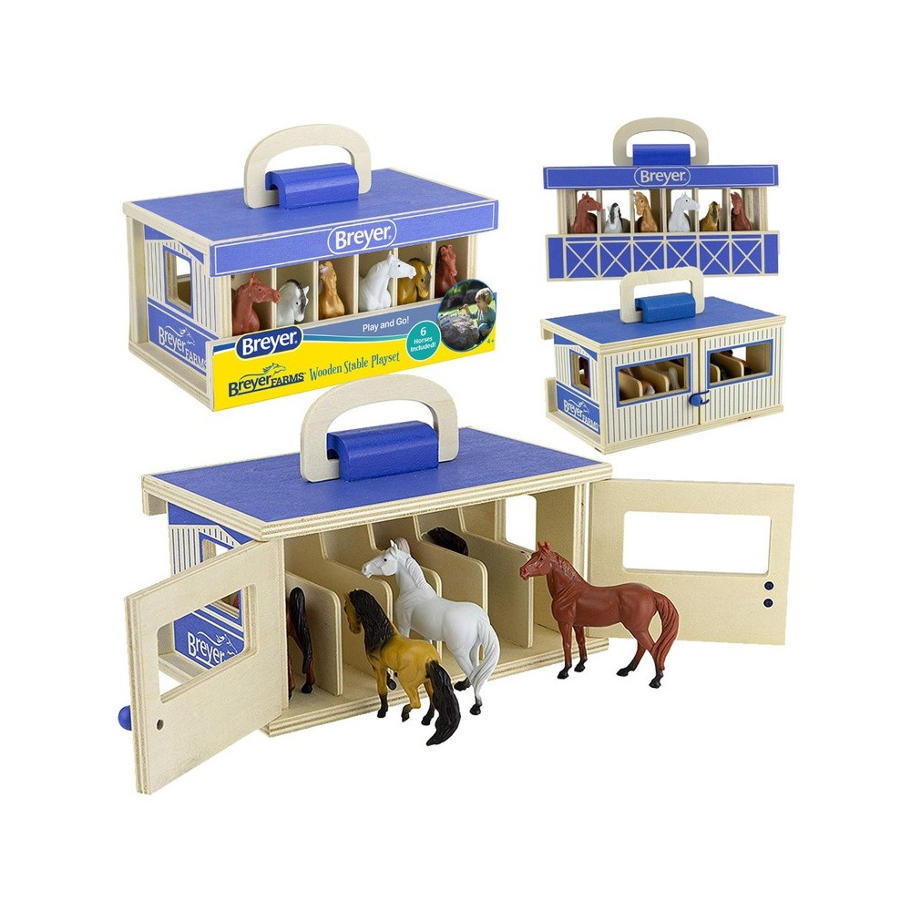 Breyer Horse Drevená Stajňa s Koňmi FARMA, prenosná