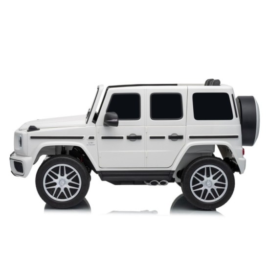 JOKO Elektrické autíčko Mercedes G63 AMG 4x4, penové kolesá, kožené sedadlo, biele