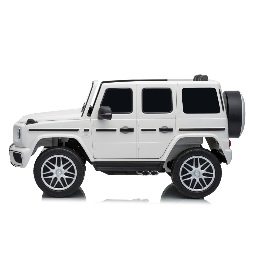 JOKO Elektrické autíčko Mercedes G63 AMG 4x4, penové kolesá, kožené sedadlo, biele