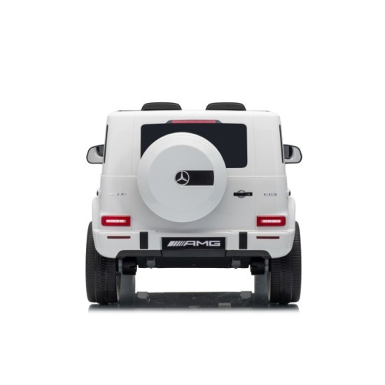 JOKO Elektrické autíčko Mercedes G63 AMG 4x4, penové kolesá, kožené sedadlo, biele