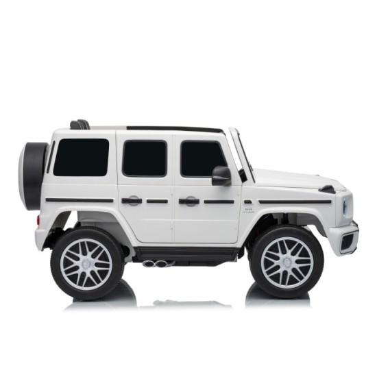 JOKO Elektrické autíčko Mercedes G63 AMG 4x4, penové kolesá, kožené sedadlo, biele