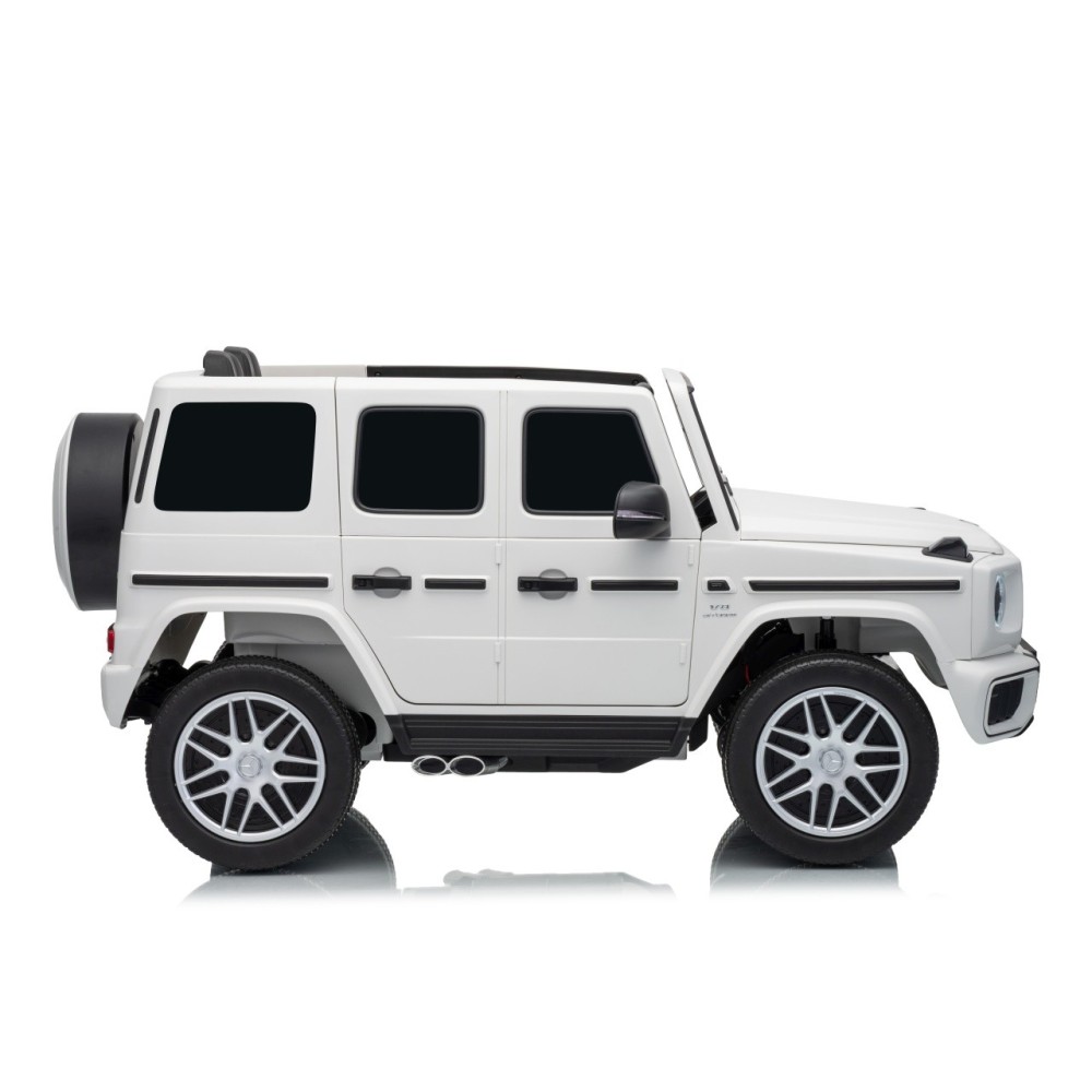 JOKO Elektrické autíčko Mercedes G63 AMG 4x4, penové kolesá, kožené sedadlo, biele