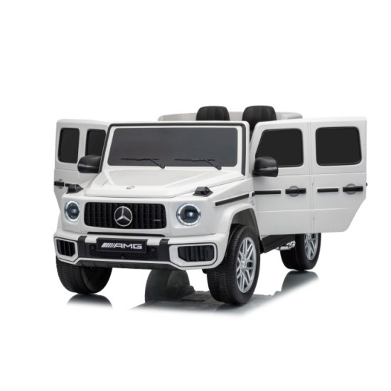 JOKO Elektrické autíčko Mercedes G63 AMG 4x4, penové kolesá, kožené sedadlo, biele