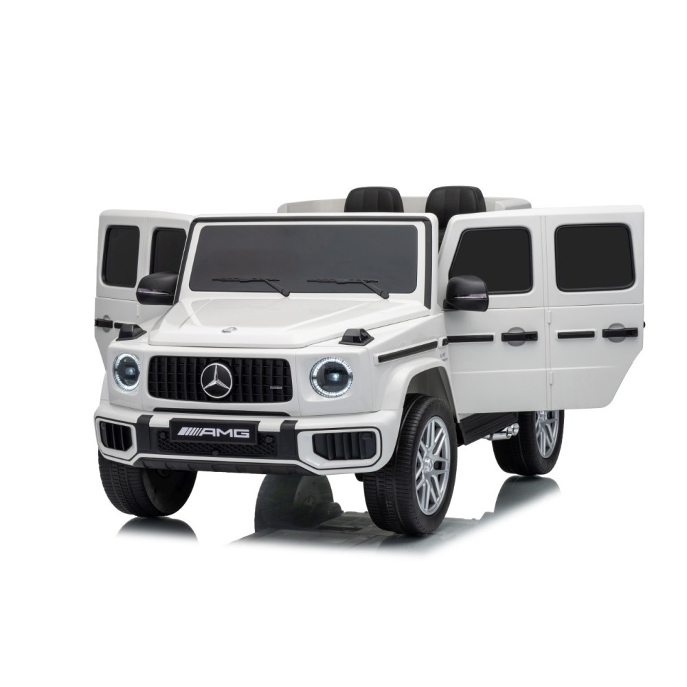 JOKO Elektrické autíčko Mercedes G63 AMG 4x4, penové kolesá, kožené sedadlo, biele