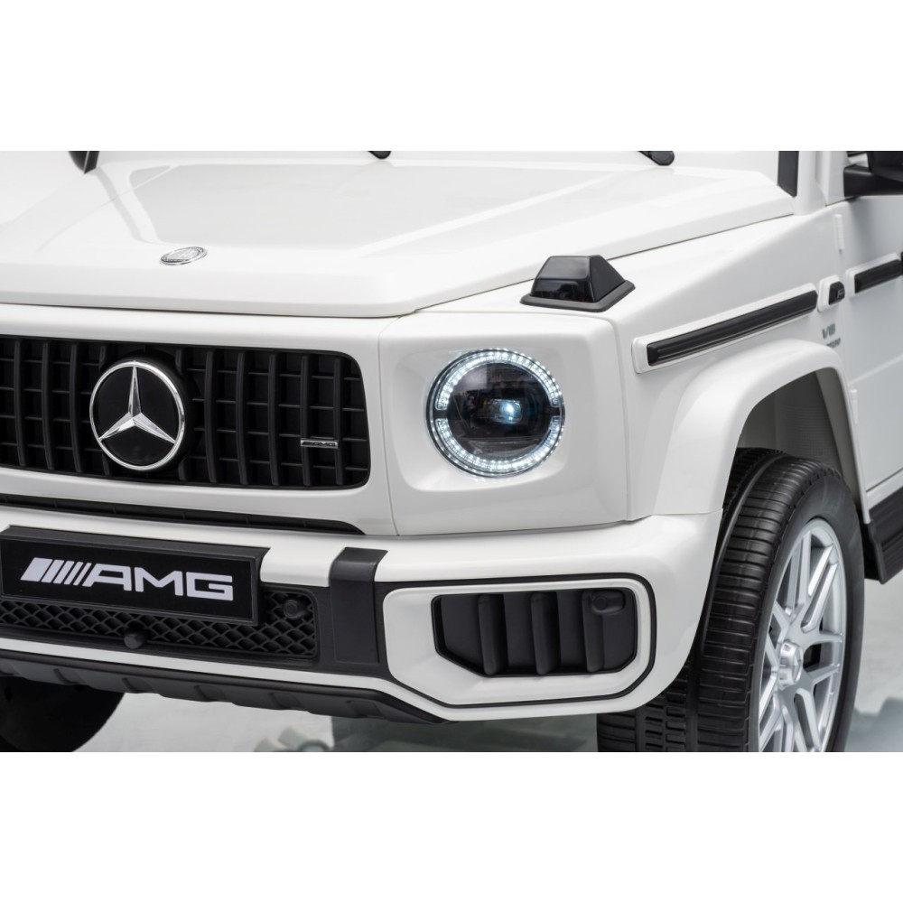 JOKO Elektrické autíčko Mercedes G63 AMG 4x4, penové kolesá, kožené sedadlo, biele