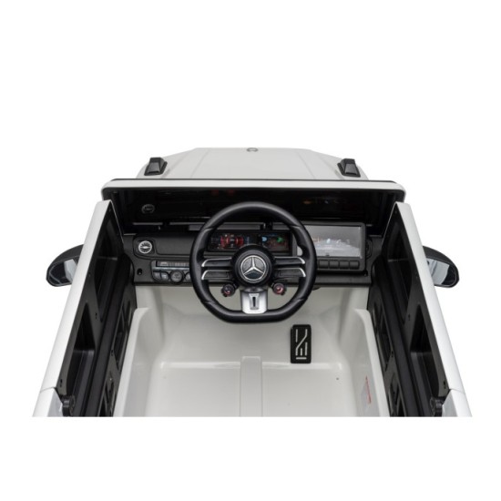 JOKO Elektrické autíčko Mercedes G63 AMG 4x4, penové kolesá, kožené sedadlo, biele