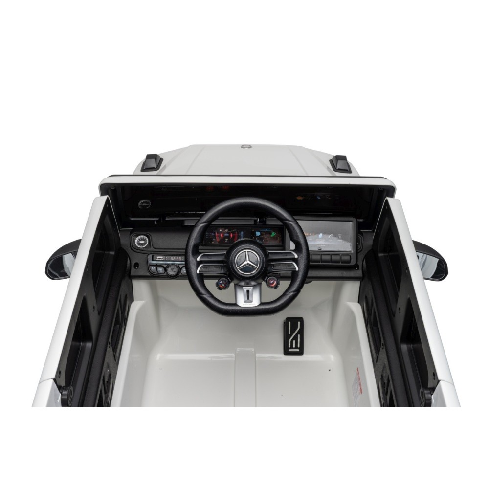 JOKO Elektrické autíčko Mercedes G63 AMG 4x4, penové kolesá, kožené sedadlo, biele