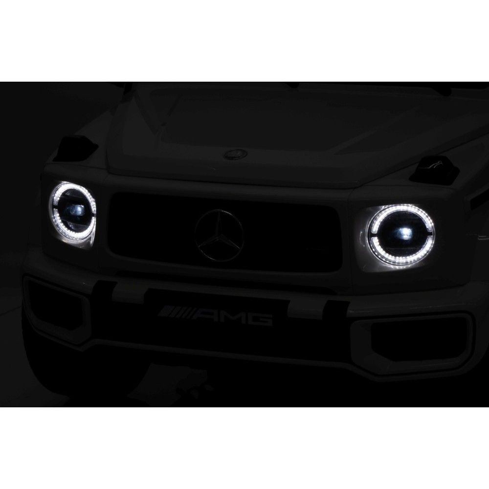 JOKO Elektrické autíčko Mercedes G63 AMG 4x4, penové kolesá, kožené sedadlo, biele