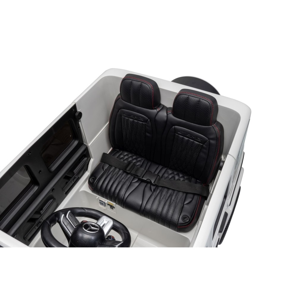JOKO Elektrické autíčko Mercedes G63 AMG 4x4, penové kolesá, kožené sedadlo, biele