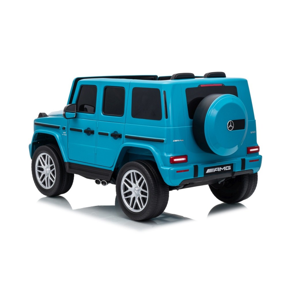 JOKO Elektrické autíčko Mercedes G63 AMG 4x4, penové kolesá, kožené sedadlo, modré