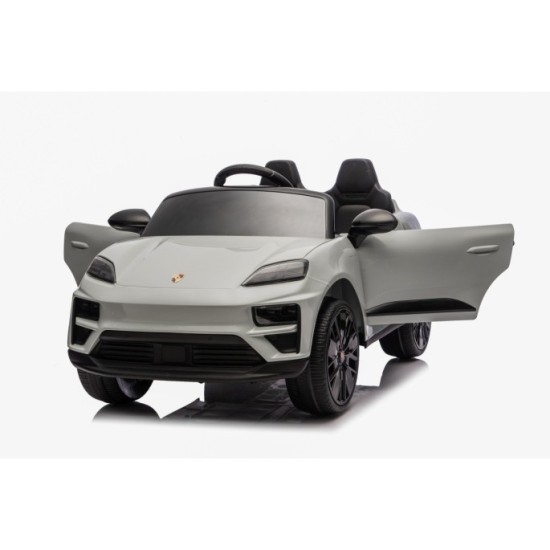 JOKO Elektrické autíčko Porsche Macan 4x4, penové kolesá, kožené sedadlo, sivé