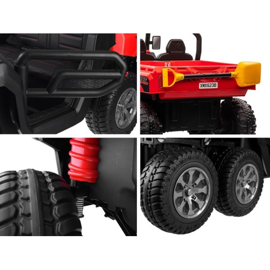 JOKO Elektrické autíčko Farmer Truck s Elektricky Vyklápacou Vlečkou, Dvojmiestne, Nosnosť 50kg, 6 kolesové, pohon 4x4 24V, peno