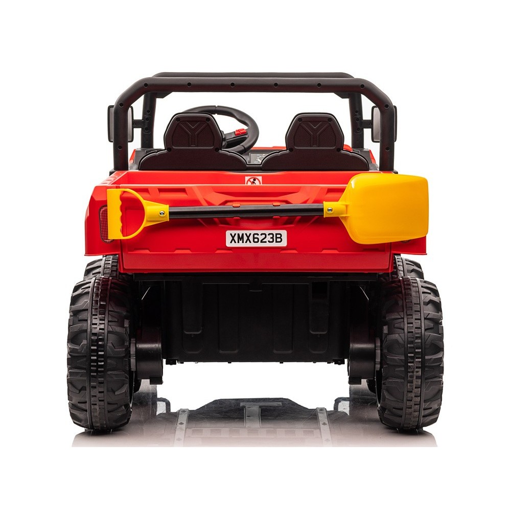JOKO Elektrické autíčko Farmer Truck s Elektricky Vyklápacou Vlečkou, Dvojmiestne, Nosnosť 50kg, 6 kolesové, pohon 4x4 24V, peno