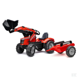 FALK Šľapací traktor Bager Massey Ferguson S8740 s vlečkou, červený